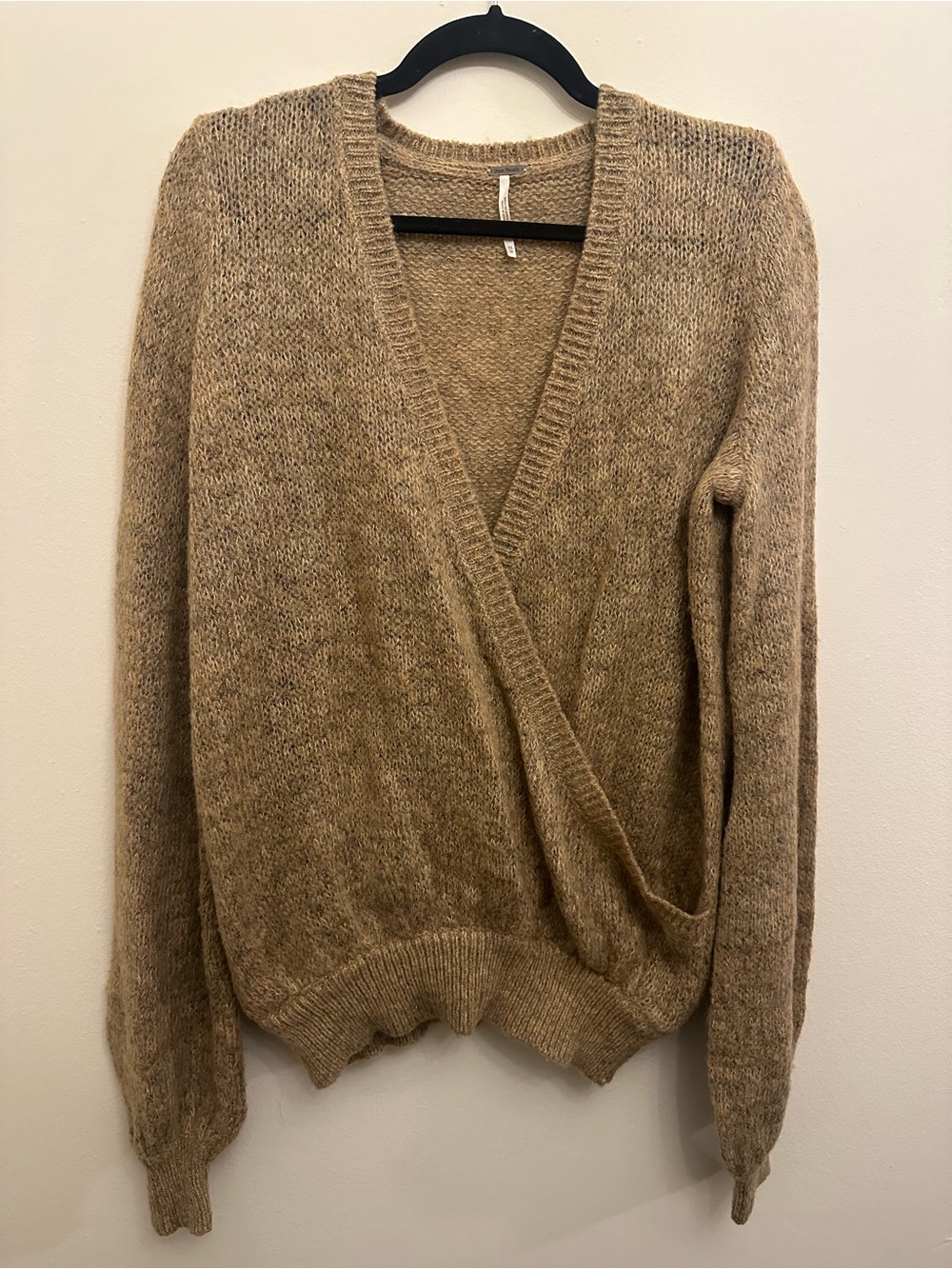 Free People Karina Faux Wrap Sweater XS Mohair Alpaca Wool Slouchy Boho Oversize